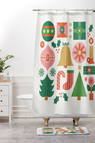 Carey Copeland Gifts of Christmas Shower Curtain And Mat