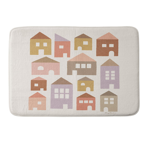 Carey Copeland Happy Houses Earth Tones Memory Foam Bath Mat