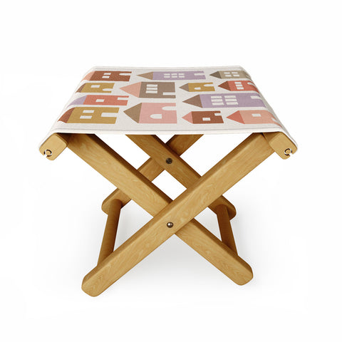 Carey Copeland Happy Houses Earth Tones Folding Stool