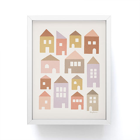 Carey Copeland Happy Houses Earth Tones Framed Mini Art Print