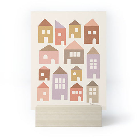 Carey Copeland Happy Houses Earth Tones Mini Art Print