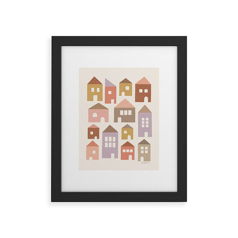Carey Copeland Happy Houses Earth Tones Framed Art Print