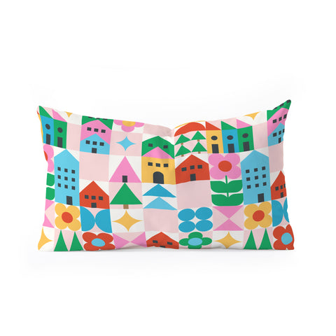 Carey Copeland Happy Town Checks Oblong Throw Pillow