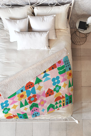 Carey Copeland Happy Town Checks Fleece Throw Blanket