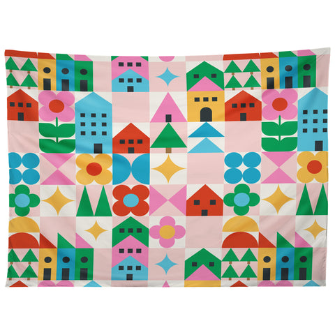 Carey Copeland Happy Town Checks Tapestry