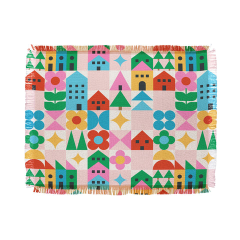 Carey Copeland Happy Town Checks Throw Blanket