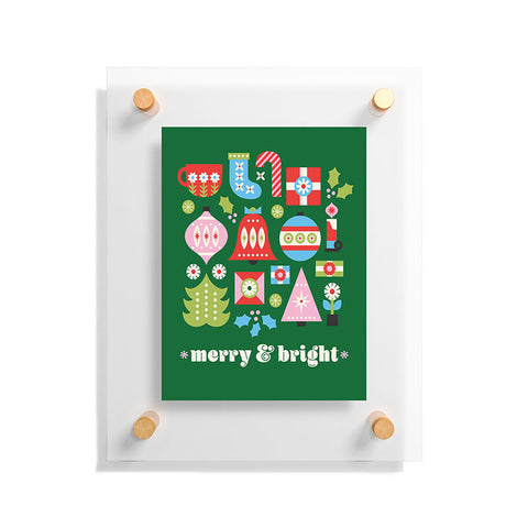 Carey Copeland Merry Bright Christmas Green Floating Acrylic Print