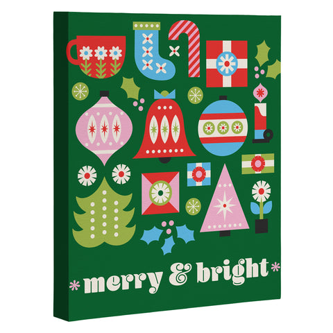 Carey Copeland Merry Bright Christmas Green Art Canvas
