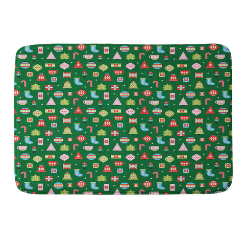 Carey Copeland Merry Bright Christmas Green Memory Foam Bath Mat