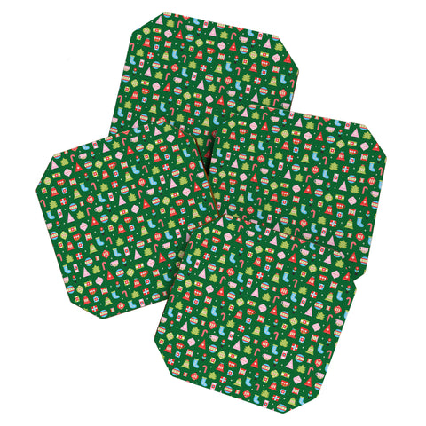 Carey Copeland Merry Bright Christmas Green Coaster Set
