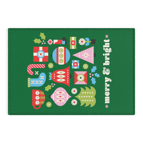 Carey Copeland Merry Bright Christmas Green Outdoor Rug