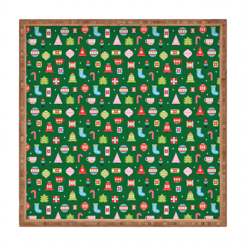 Carey Copeland Merry Bright Christmas Green Square Tray