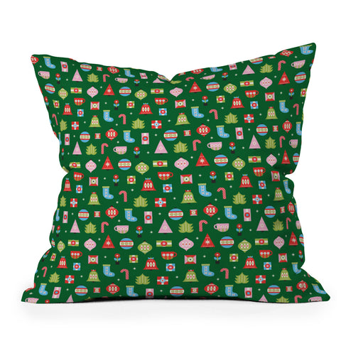 Carey Copeland Merry Bright Christmas Green Throw Pillow