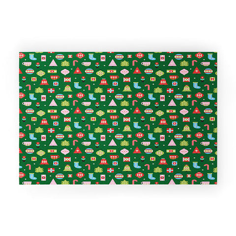 Carey Copeland Merry Bright Christmas Green Welcome Mat
