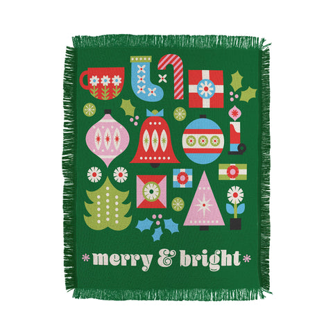 Carey Copeland Merry Bright Christmas Green Throw Blanket
