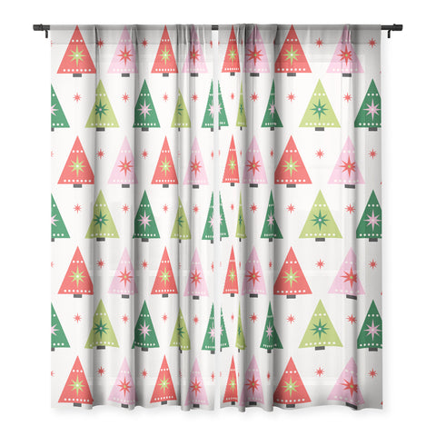 Carey Copeland Merry Christmas Tree I Sheer Window Curtain