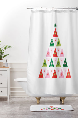 Carey Copeland Merry Christmas Tree I Shower Curtain And Mat