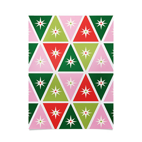 Carey Copeland Retro Christmas Triangles Poster