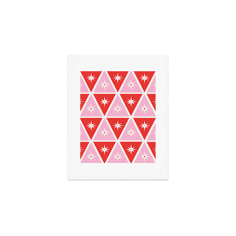 Carey Copeland Retro Christmas Triangles Red Art Print