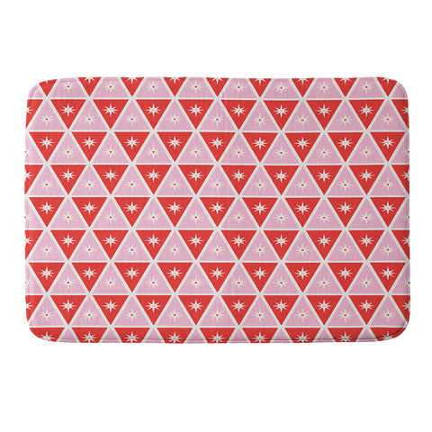 Carey Copeland Retro Christmas Triangles Red Memory Foam Bath Mat