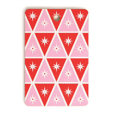 Carey Copeland Retro Christmas Triangles Red Cutting Board Rectangle