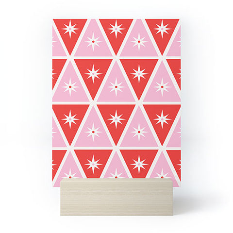Carey Copeland Retro Christmas Triangles Red Mini Art Print
