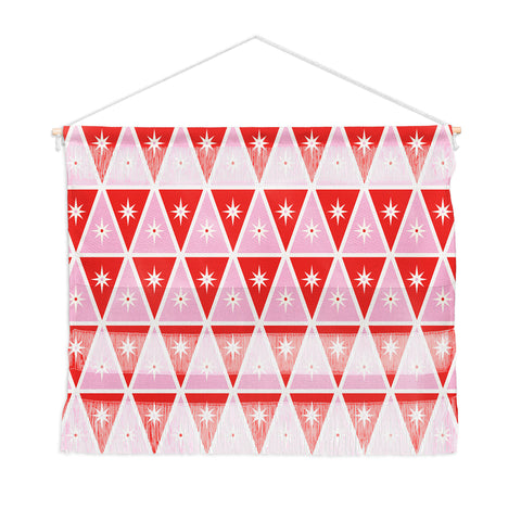 Carey Copeland Retro Christmas Triangles Red Wall Hanging Landscape