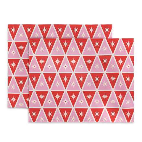 Carey Copeland Retro Christmas Triangles Red Placemat