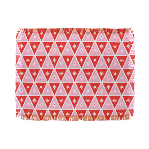 Carey Copeland Retro Christmas Triangles Red Throw Blanket