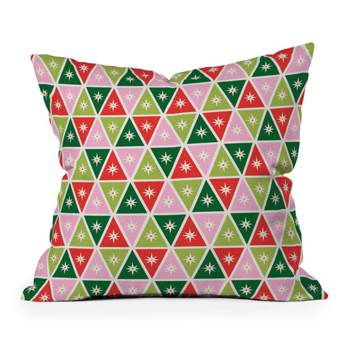 Carey Copeland Retro Christmas Triangles Throw Pillow
