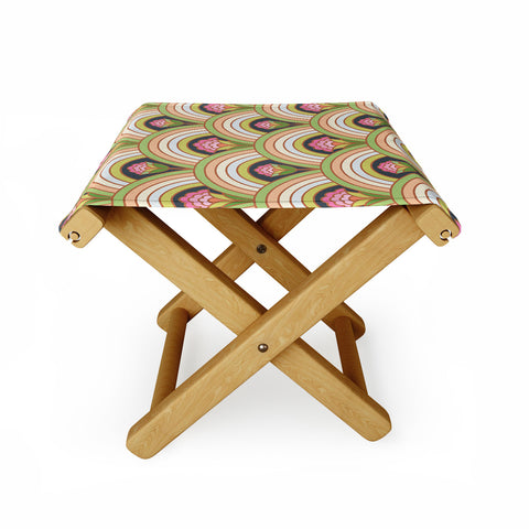 Carey Copeland Retro Rainbow Flowers Folding Stool