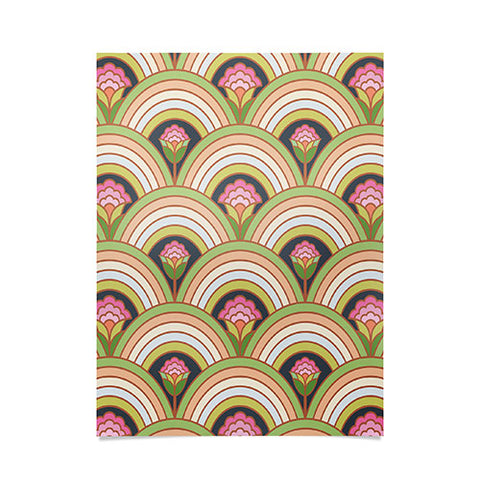 Carey Copeland Retro Rainbow Flowers Poster