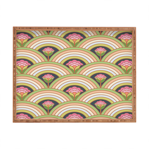 Carey Copeland Retro Rainbow Flowers Rectangular Tray