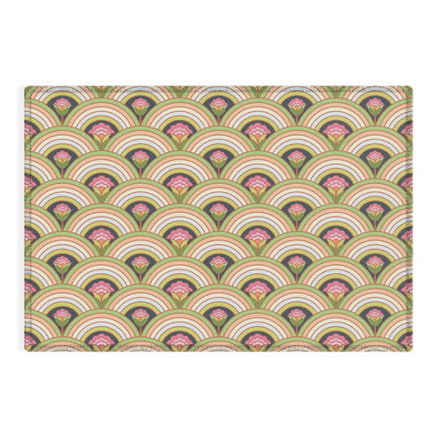 Carey Copeland Retro Rainbow Flowers Outdoor Rug