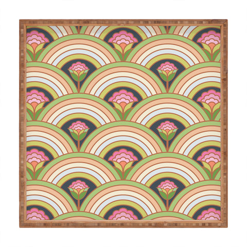Carey Copeland Retro Rainbow Flowers Square Tray