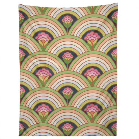Carey Copeland Retro Rainbow Flowers Tapestry