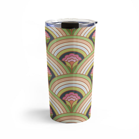 Carey Copeland Retro Rainbow Flowers Travel Mug