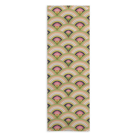 Carey Copeland Retro Rainbow Flowers Yoga Towel