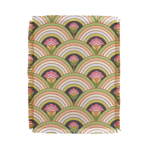 Carey Copeland Retro Rainbow Flowers Throw Blanket
