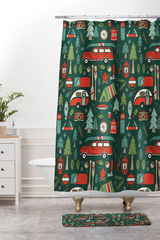Carey Copeland Seasons Greetings Camping Shower Curtain And Mat