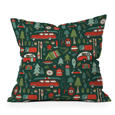 Carey Copeland Seasons Greetings Camping Throw Pillow
