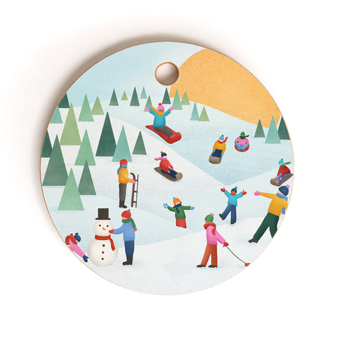 Carey Copeland Snow Day Cutting Board Round