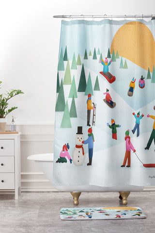 Carey Copeland Snow Day Shower Curtain And Mat