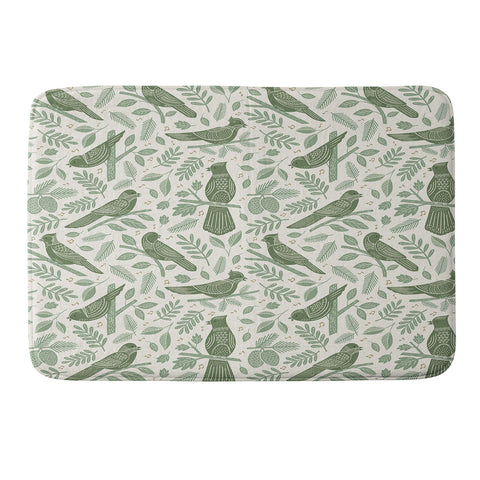 Carey Copeland Song Birds Green Memory Foam Bath Mat