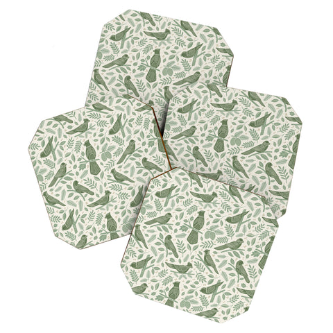 Carey Copeland Song Birds Green Coaster Set