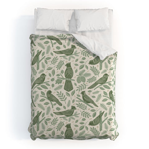 Carey Copeland Song Birds Green Duvet Cover