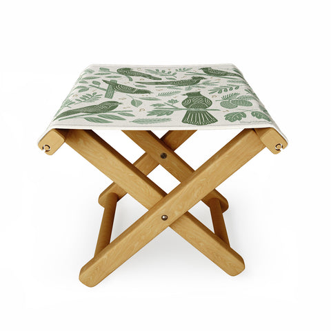 Carey Copeland Song Birds Green Folding Stool