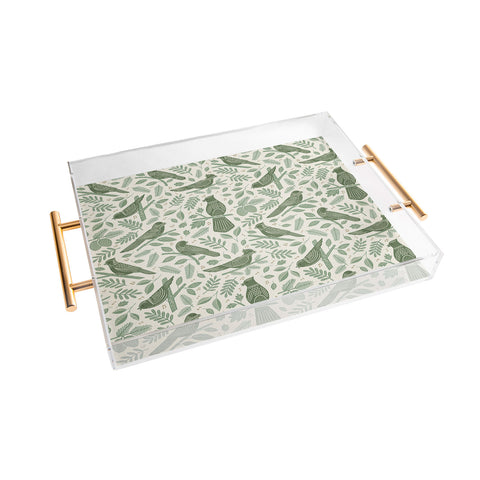 Carey Copeland Song Birds Green Acrylic Tray