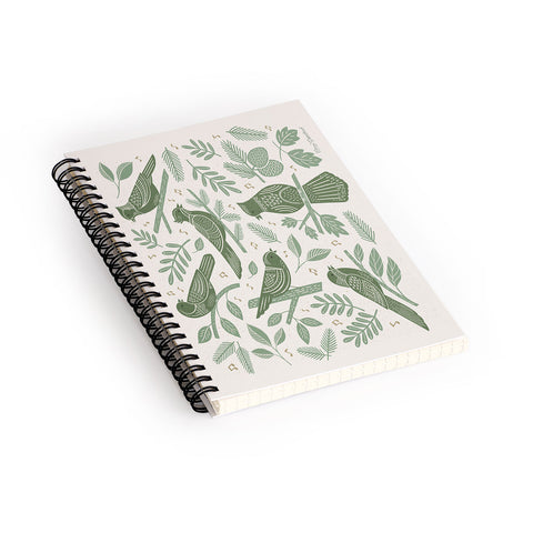 Carey Copeland Song Birds Green Spiral Notebook