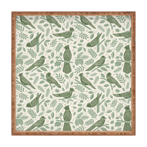 Carey Copeland Song Birds Green Square Tray